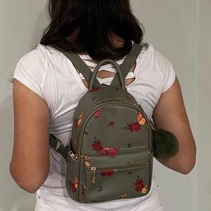 LIKE DREAMS Olive Floral Butterly Adjustable Backpack